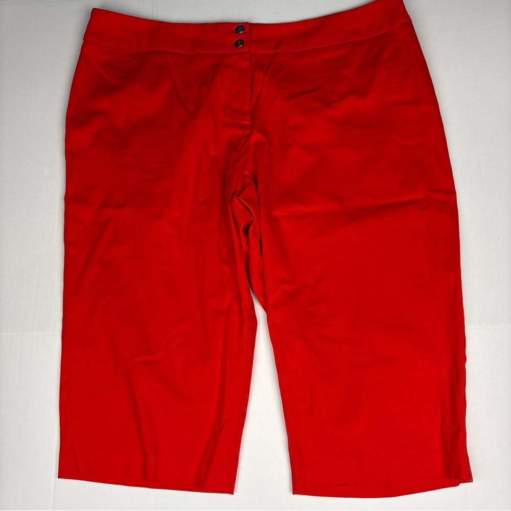 Courtenay Women 18W Plus Capri Pants Red Orange Cropped Cotton Spandex Solid